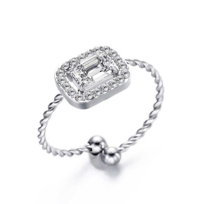 Wholesale stainless steel love diamond adjustable ring sparkling ring