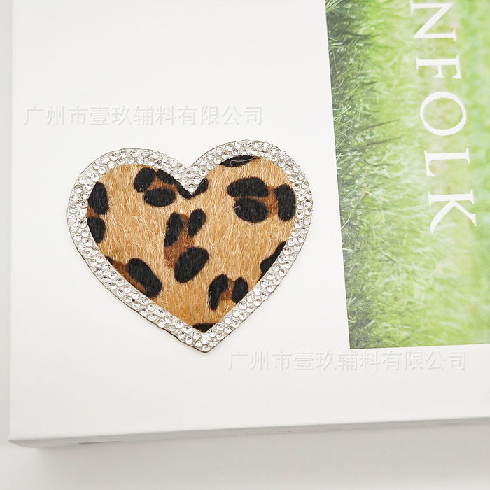 Wholesale Leopard print butterfly and flower rhinestone hotfix iron-on patches for DIY decoration.