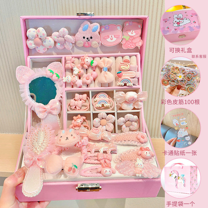 Wholesale Children' s New Headwear Girl Birthday Gift Jewelry Box Princess Girl Hair Accessories Set Gift Box Baby Hair Clip