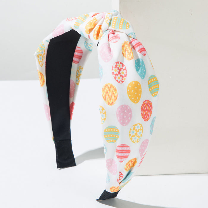 Wholesale Easter Egg Bunny Print Knotted Headband