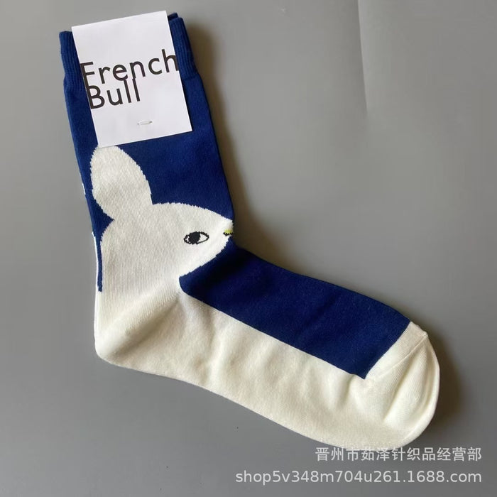 Wholesale Cotton socks, cat flower cactus trendy socks, women's socks, mid tube socks