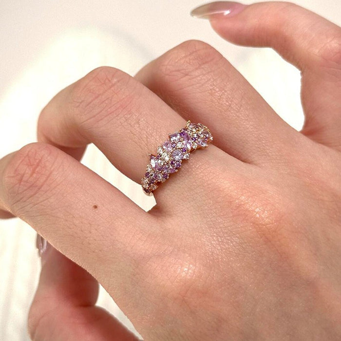 Wholesale Sparkling purple full diamond ring