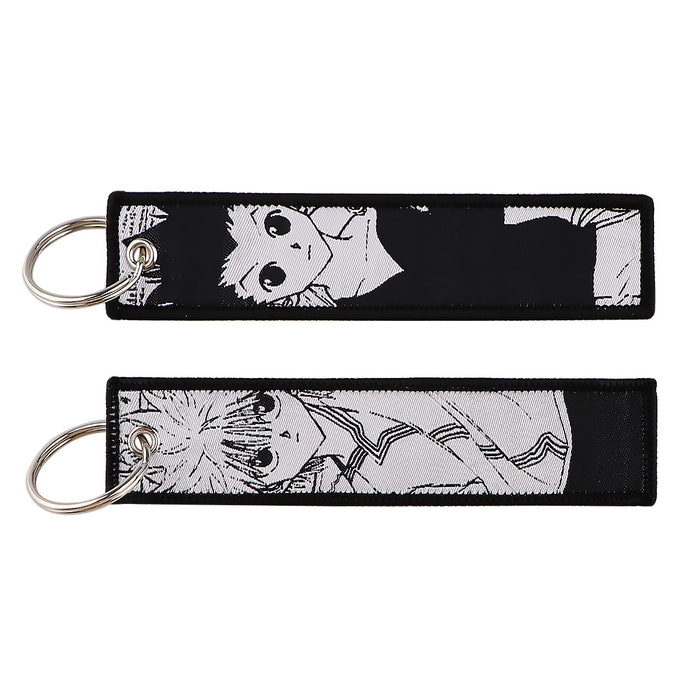 Wholesale Cartoon  Anime Woven Label Keychain Lanyard Woven Fabric