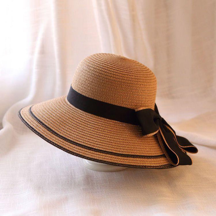 Wholesale Hollow out lace bow fashion hat, sun protection straw hat, sun protection hat