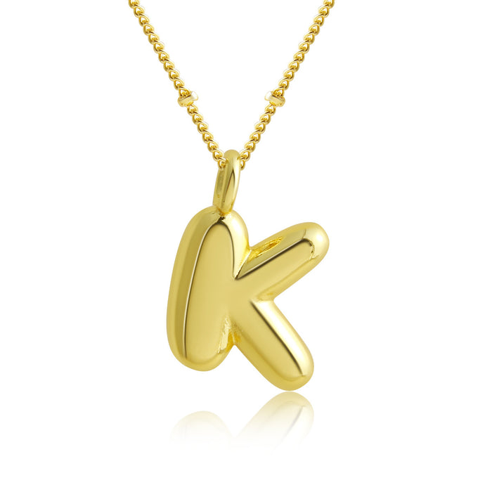 Wholesale Bubble Polished Letter Pendant Copper Necklace JDC-NE-BaiTian012