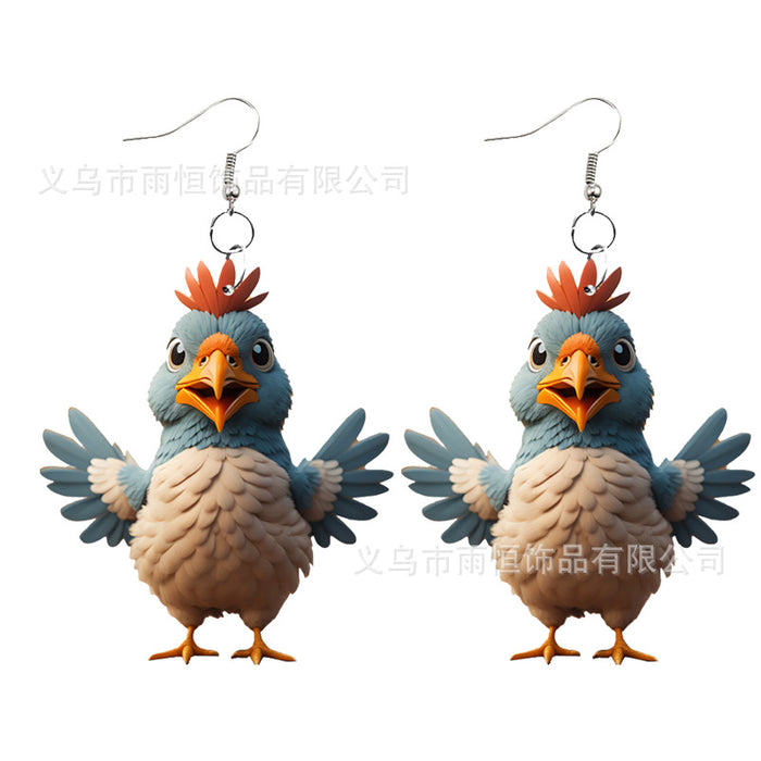 Wholesale Farmhouse Style Acrylic Chicken Series Earrings JDC-ES-Yuhen008