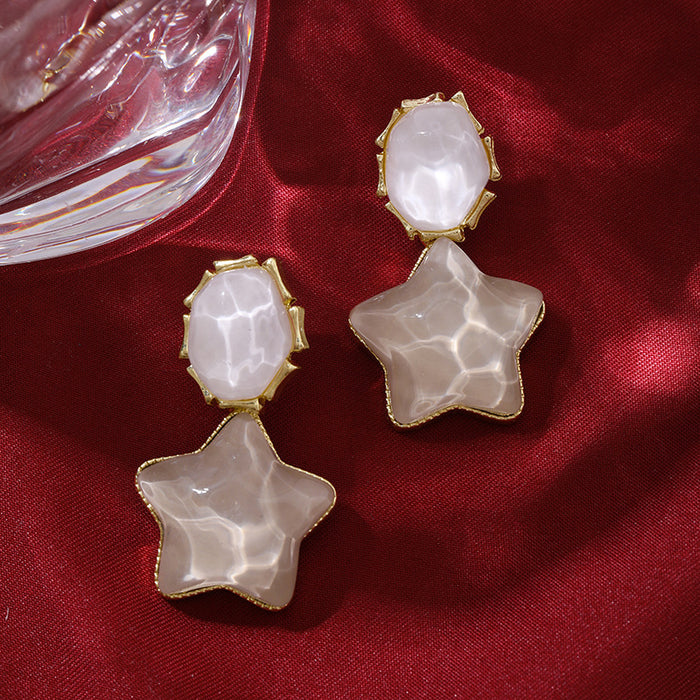 Wholesale Blue contrasting water ripple retro five-pointed star unique personality