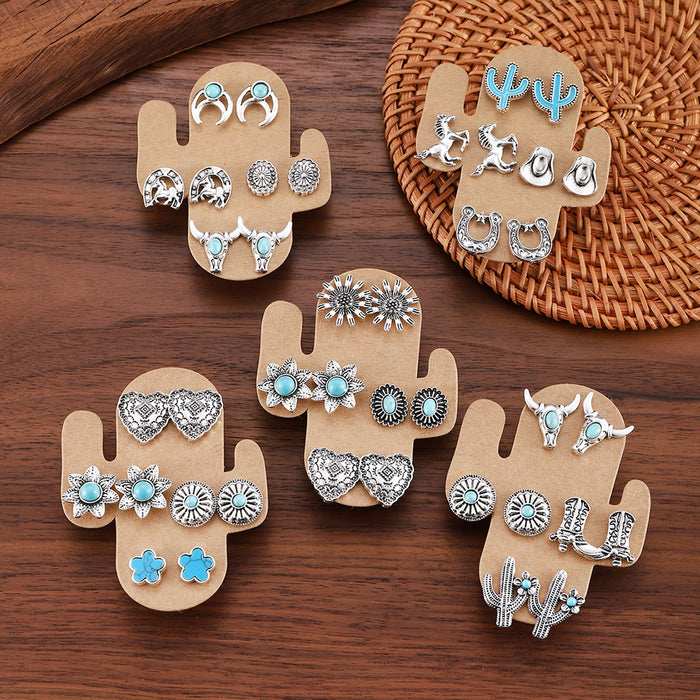 Wholesale 2pcs vintage multi-style suit earrings