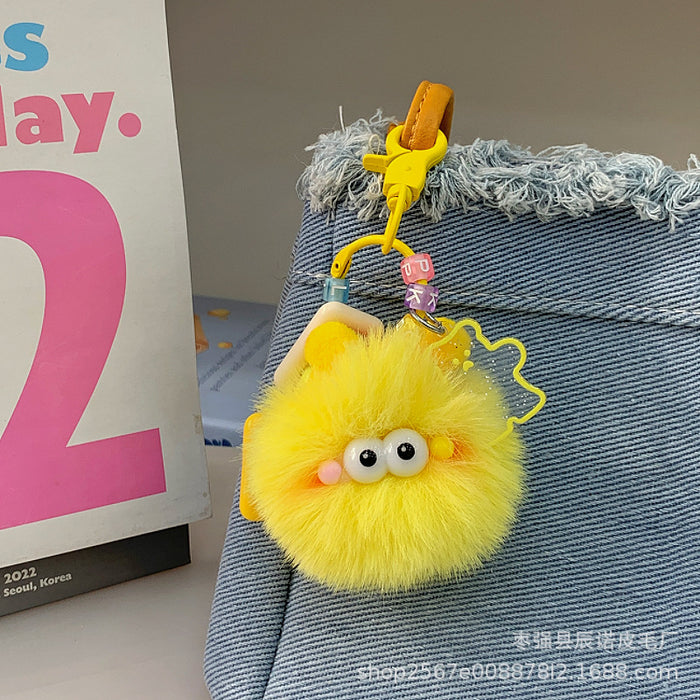 Wholesale Coal ball pendant, car keychain, backpack, cartoon hanging decoration, cute plush toy