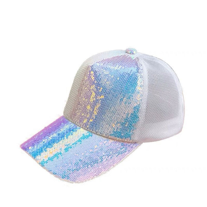 Wholesale Hat Colorful Sequined Large Brim Mesh Hat Street Baseball Cap Mesh Breathable Sun Hat