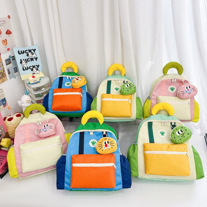 Wholesale Children's Bag  Backpack Cute Kindergarten Boys and Girls School Bag Color Contrast Backpack