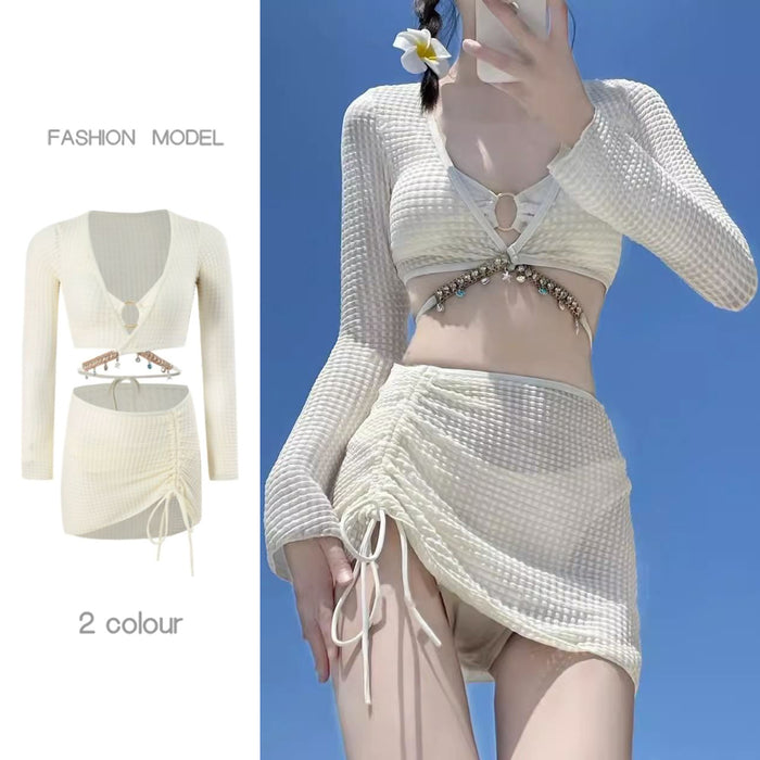 Wholesale Bikini 4-piece Split Swimsuit Long Sleeve Beach Vacation