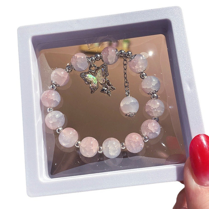 Wholesale Electroplated Glass Glaze Butterfly Ice Crack Bow Beaded Bracelet