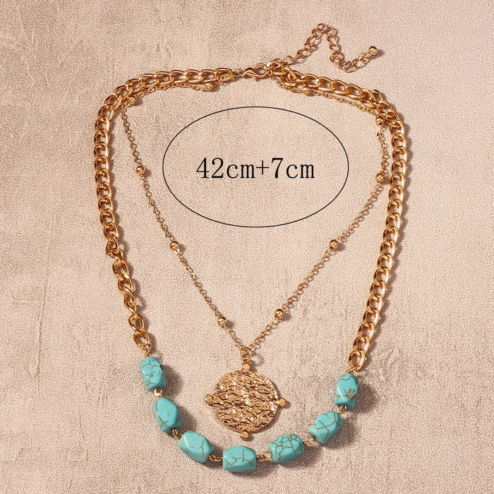 Wholesale turquoise alloy pendant necklace personality Joker