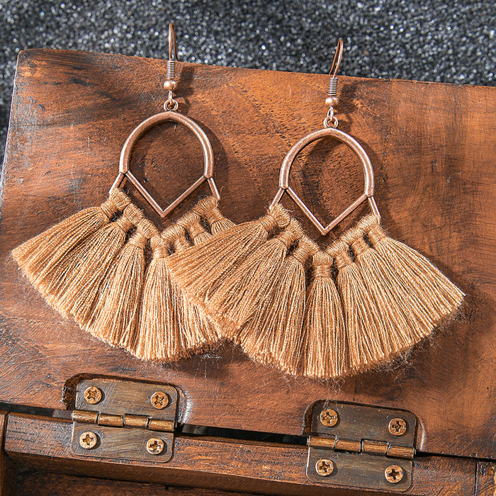 Wholesale Bohemian Artistic Vintage Tassel Earrings Zinc Alloy Jewelry Accessory MOQ≥2