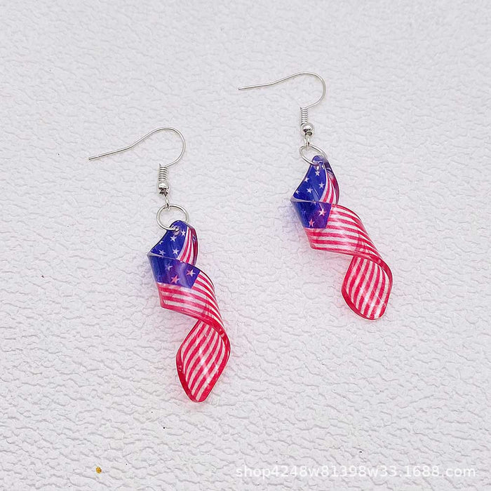 Wholesale Acrylic national flag pattern star element spiral shape necklace and earrings