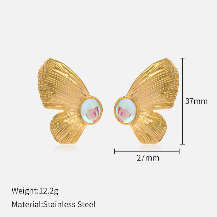 Wholesale Butterfly Symmetrical Stainless Steel Earrings, Personalized Fashion, Exaggerated Design, Titanium Steel Earrings