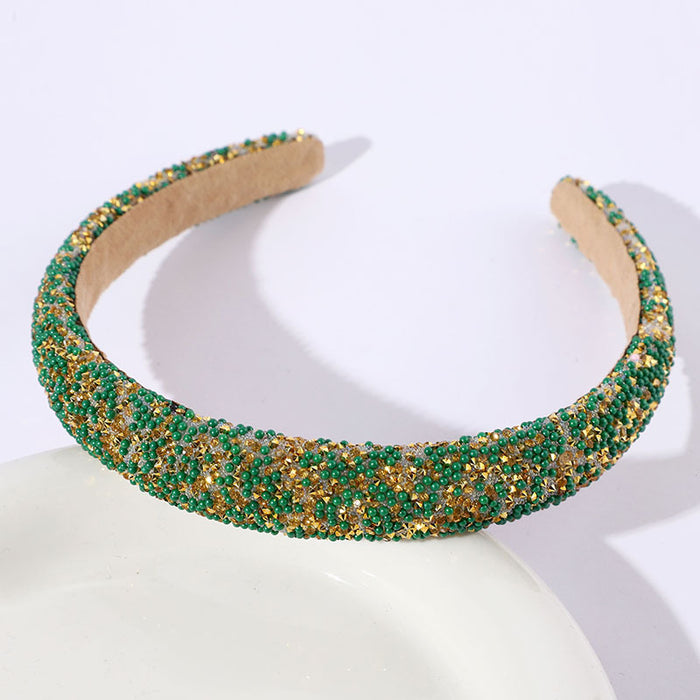 Wholesale Colorful Full Diamond Headband High-End Versatile Dopamine Color Headband Shiny Pearl Headband Hair Accessories