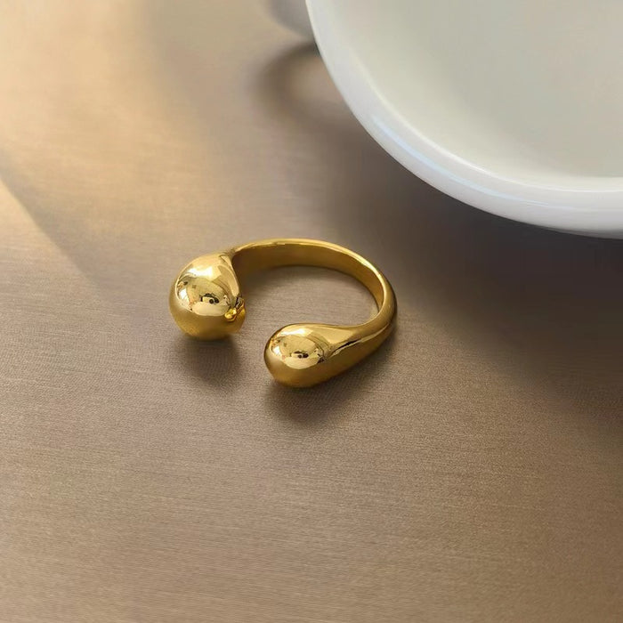 Wholesale New Fashionable Open Water Drop Ring, Simple Irregular Ring, Alloy Plated, Niche Personalized Jewelry