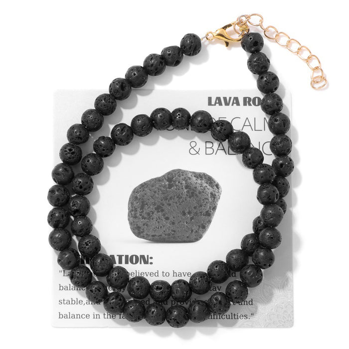 Wholesale 6mm stone bead necklace packaged with an adjustable clasp suitable as a collarbone necklace