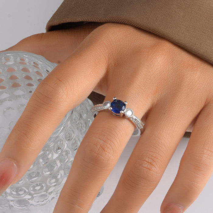 Wholesale Royal blue micro-inlaid diamond ring temperament ring female personality ring bracelet