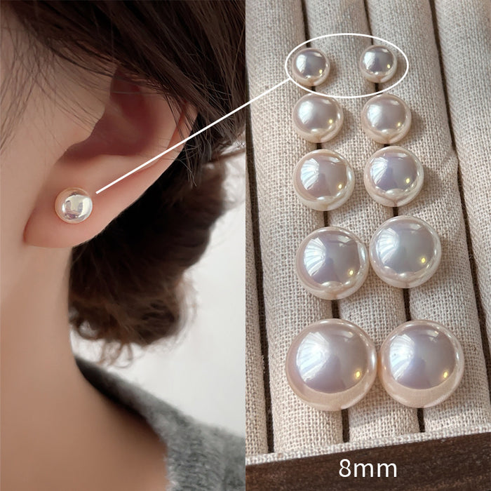 Wholesale  white pearl earrings female S925 silver needle  earrings