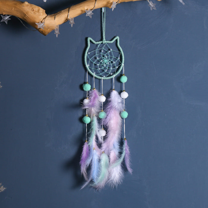 Wholesale Trendy Handmade Dreamcatcher Pendant with Feathers Iron Frame Bag Charm