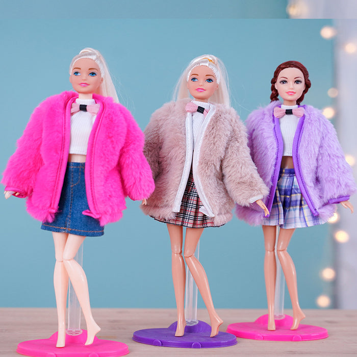 Wholesale Doll clothes plush vest coat skirt suit