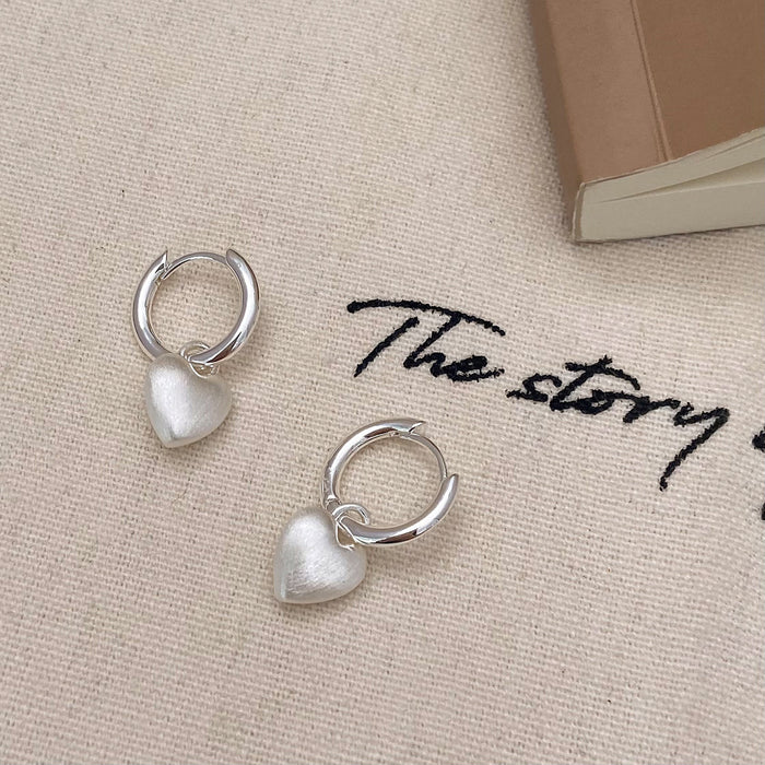 Wholesale Frosted Heart Two-Way Earrings