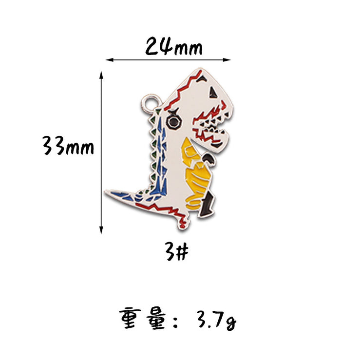 Wholesale 10pcs Cute Big Dinosaur Alloy Oil Drop Pendant Keychain Pendant Accessories