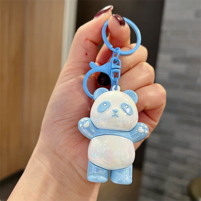 Wholesale 5 PCS Cute PVC Standing Panda Keychains with Glossy Electroplated Finish