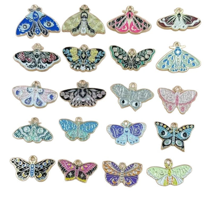 Wholesale 10pcs Colorful Alloy Butterfly and Moth DIY Bracelet Necklace Keychain Pendant