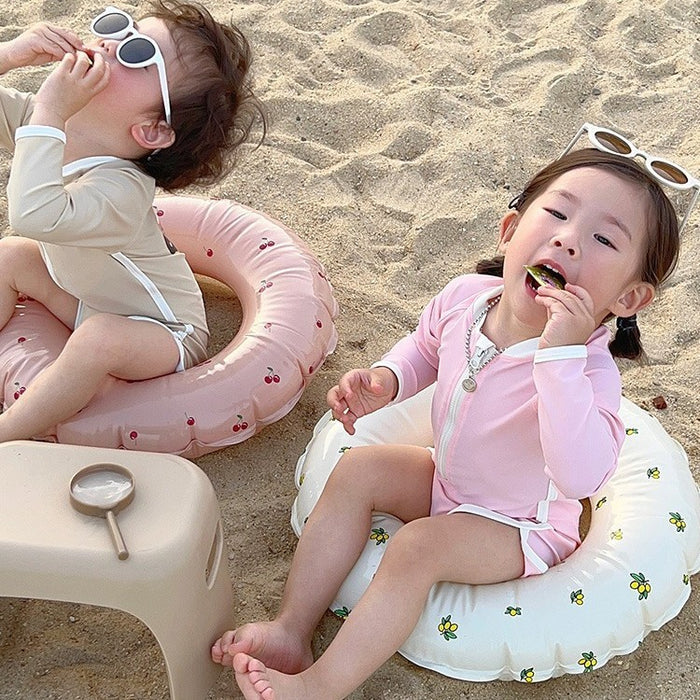 Wholesale New children's swimsuit one-piece long sleeved sunscreen swimsuit, swimming suit, swimming cap