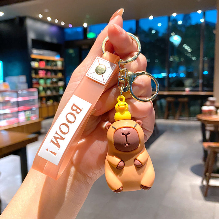 Wholesale Stylish Cartoon Capybara Keychain Car Key Accessory PVC Resale Gift MOQ≥2