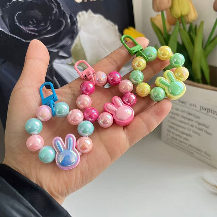 Wholesale Wholesale Fashion Electroplating Colorful Keychain Small Pendant Personalized and Versatile DIY Handmade Beaded Keychain