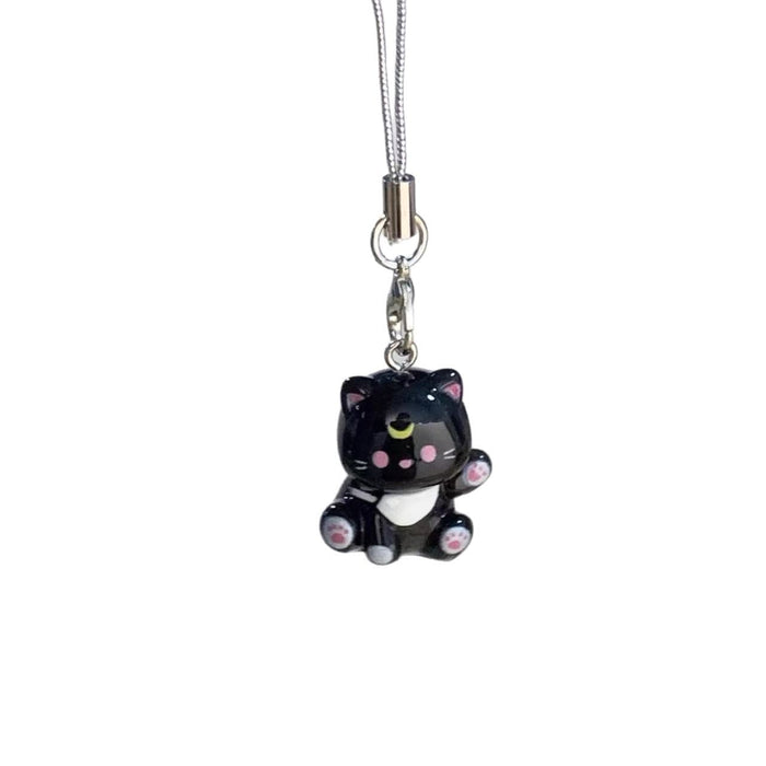 Wholesale Cute Cartoon Cat Resin Phone Strap Keychain Pink Charm For Girls Students Bag Pendant Gift