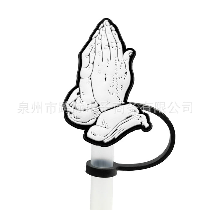 Wholesale Series Cartoon Straw Cover Straw Cap Silicone Dust Stopper Cute Anime Straw Decoration Cross border