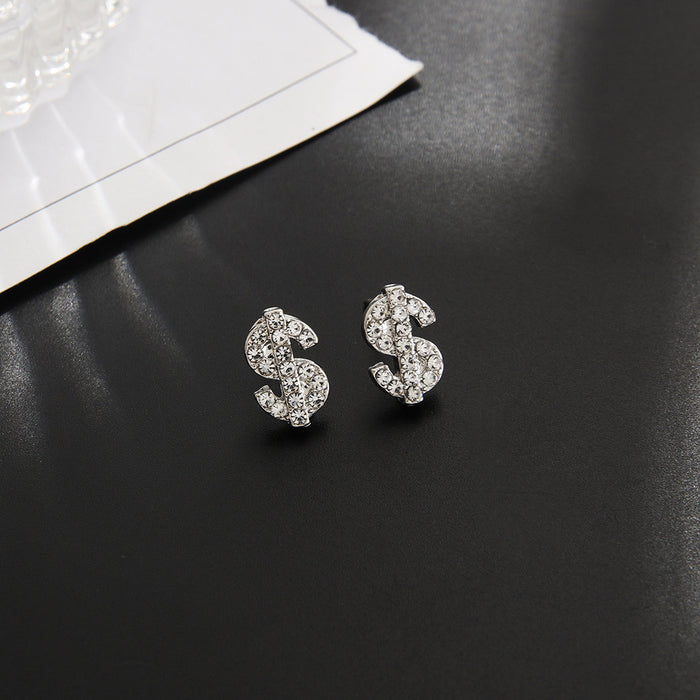 Wholesale Hip-hop punk dollar sign alloy earrings