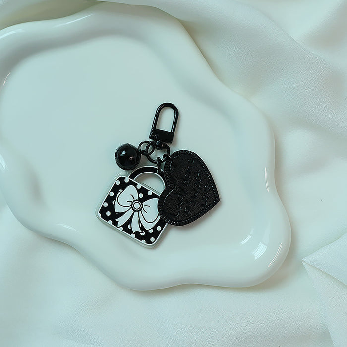 Wholesale Black and White Rose Elegant Flower Car Keychain Pendant Bag Acrylic Hanging Decoration