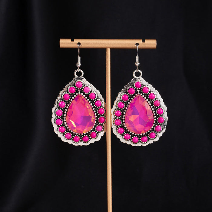 Wholesale Turquoise Flower Pendant Bohemian Ethnic Style Earrings