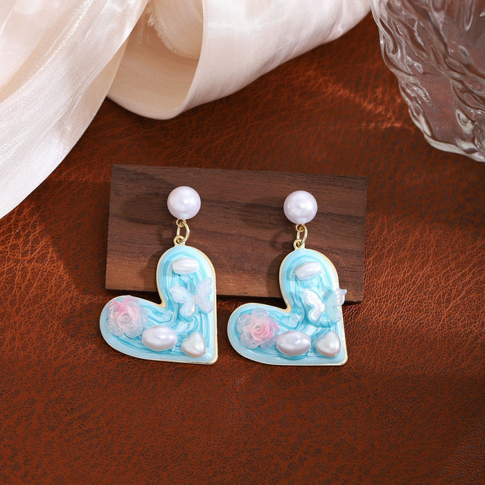 Wholesale Retro Zinc Alloy Earrings with Green Flower Design Jewelry Accessory