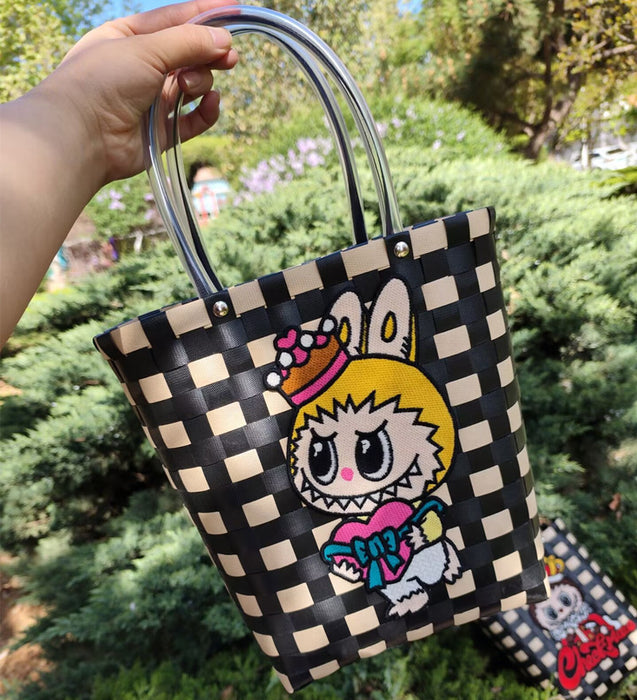 Wholesale Cat Vacation Casual Woven Bag Cute Cartoon Embroidered Bag