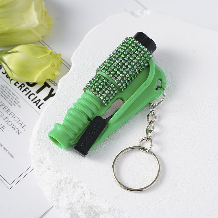 Wholesale Diamond-studded Plastic 2-in-1 Mini Window Breaker Keychain JDC-KC-ZY029