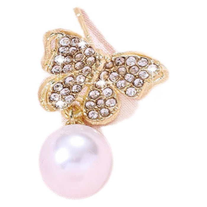 Wholesale Diamond butterfly pearl earrings exquisite and fashionable