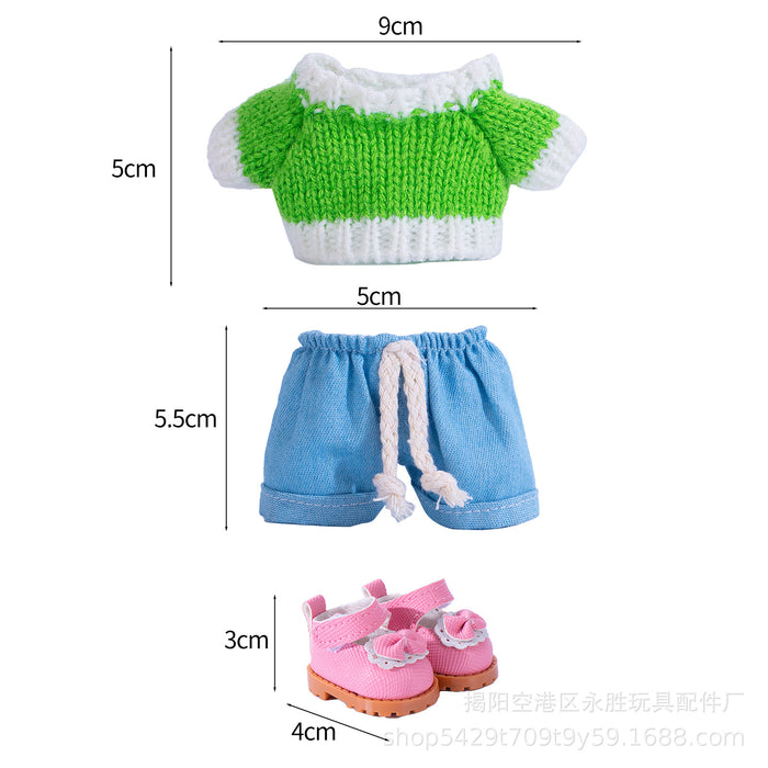 Wholesale Doll clothes Pendant Clothes Knitted Sweater with Jeans Replacement Shoe Keychain Vinyl Doll