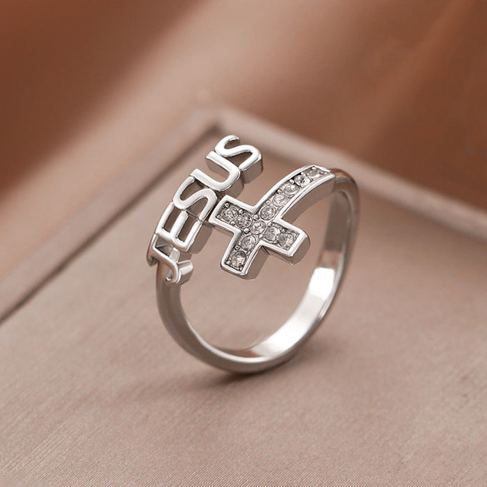 Wholesale Jewelry with high-end feel, cross shaped opening ring, niche design ring