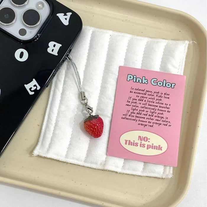 Wholesale Girly Beaded Strawberry Mobile Phone Chain School Bag Pendant Hanging Chain Bow