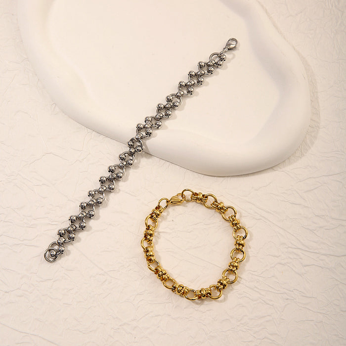 Wholesale Personalized stainless steel exaggerated style chain bead circle bracelet that does not fade