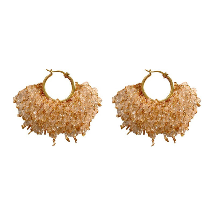 Wholesale Fully encrusted chain tassel statement earrings