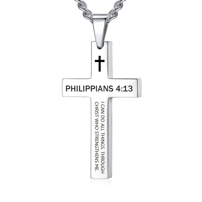 Wholesale Cross necklace titanium steel hand polished stainless steel cross engraved necklace